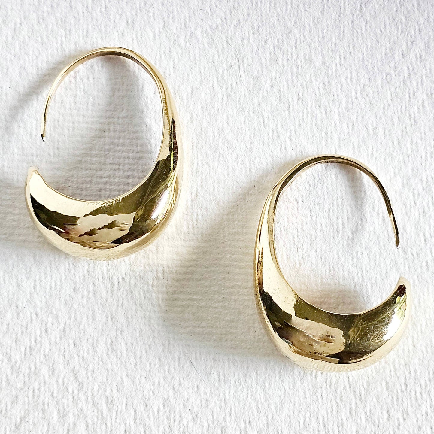 Brass Drop Orb Hoop Earrings