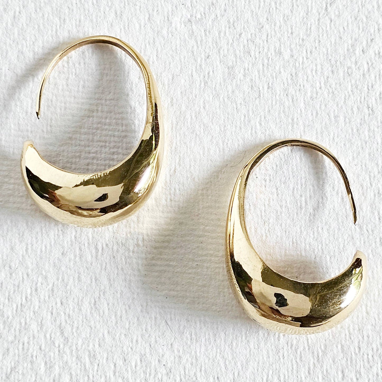 Brass Drop Orb Hoop Earrings