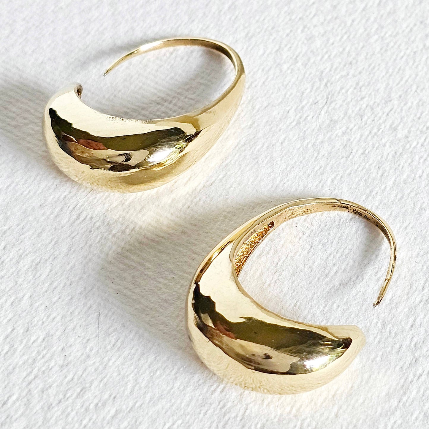 Brass Drop Orb Hoop Earrings